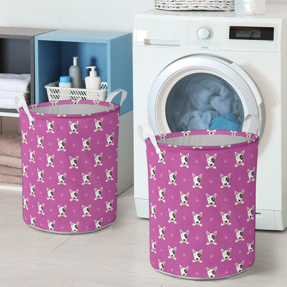 Bull Terrier Happy Print Pattern Laundry Basket
