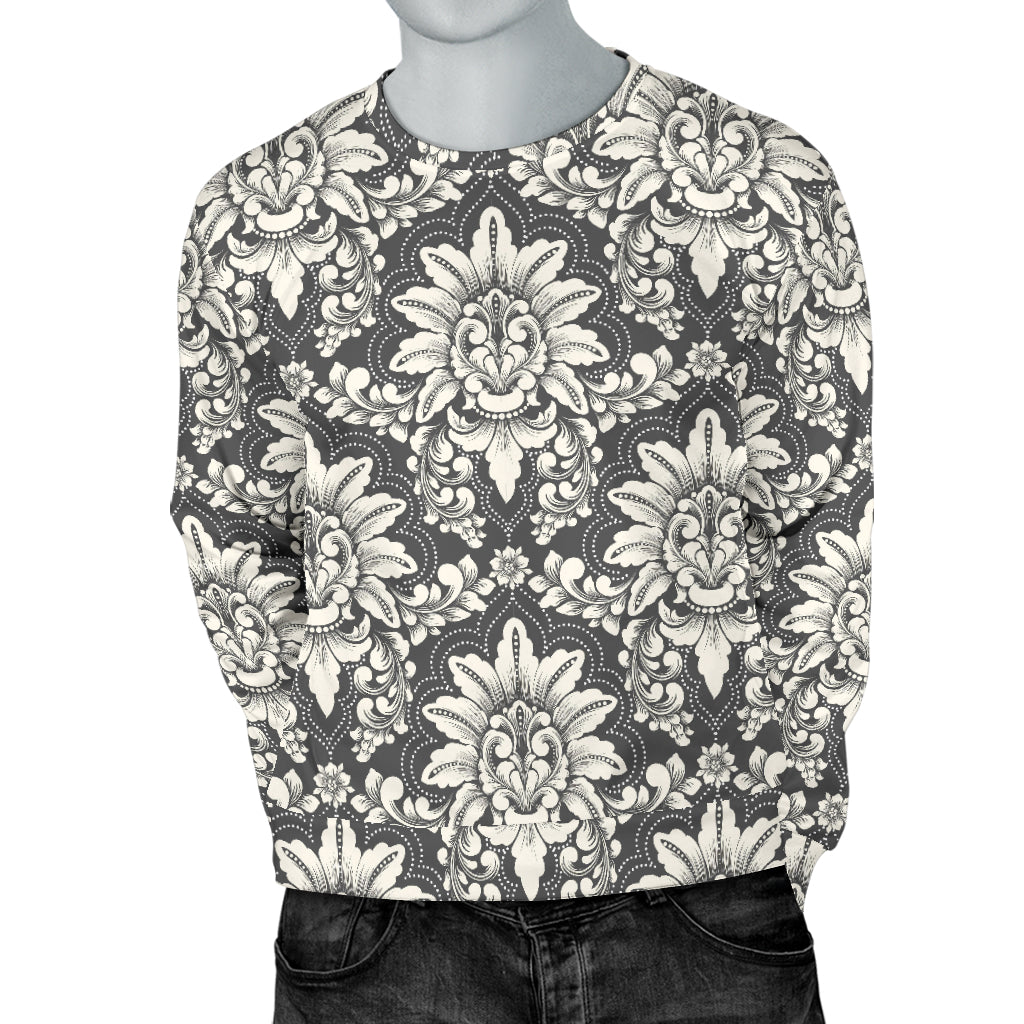 Damask Elegant Print Pattern Men Long Sleeve Sweatshirt