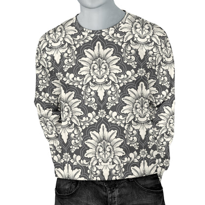 Damask Elegant Print Pattern Men Long Sleeve Sweatshirt