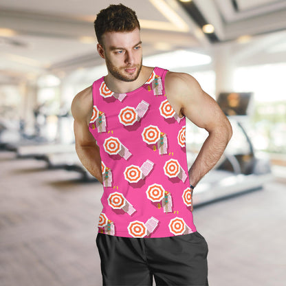 Beach Top View Umbrella Theme Men Tank Top