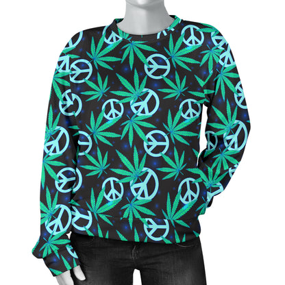 Peace Sign Themed Design Print Women Long Sleeve Sweatshirt