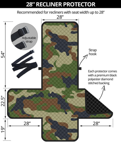 Army Camouflage Pattern Print Design 01 Recliner Cover Protector