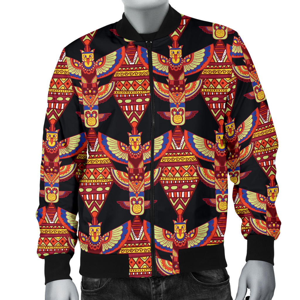 Totem Pole Print Men Bomber Jacket