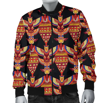 Totem Pole Print Men Bomber Jacket