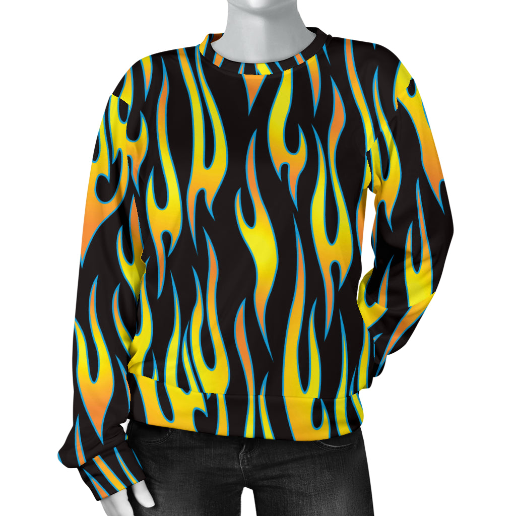 Flame Fire Yellow Pattern Women Long Sleeve Sweatshirt