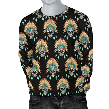 American indian Skull Pattern Men Long Sleeve Sweatshirt