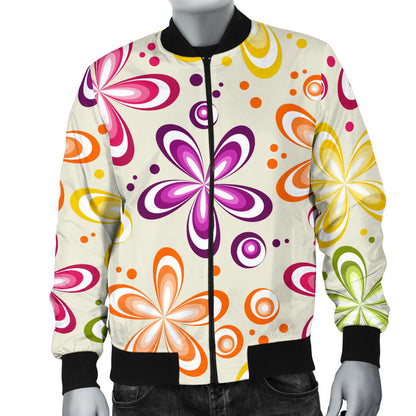Flower Power Colorful Design Print Men Bomber Jacket