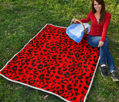 Leopard Red Skin Print Quilt Bedspread