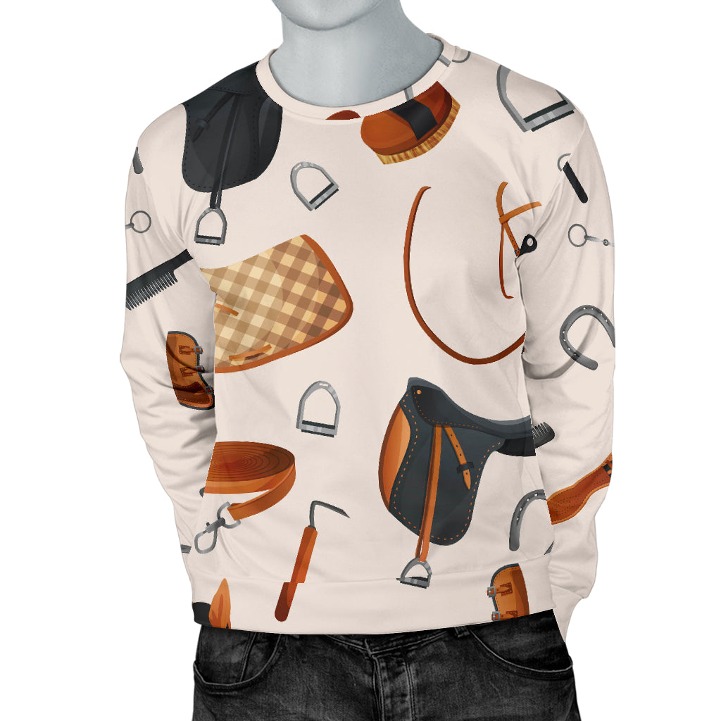 Equestrian Equipment Print Pattern Men Long Sleeve Sweatshirt