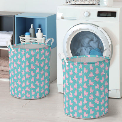 Alpaca Cartoon Design Themed Print Laundry Basket