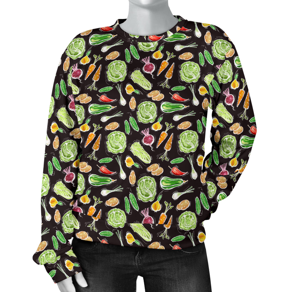 Vegan Draw Themed Design Print Women Long Sleeve Sweatshirt