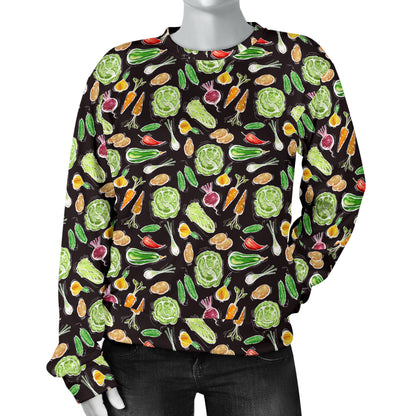 Vegan Draw Themed Design Print Women Long Sleeve Sweatshirt