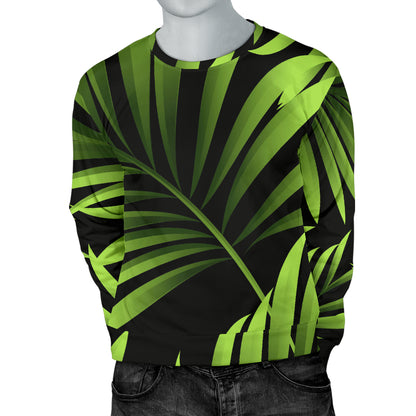 Green Neon Tropical Palm Leaves Men Long Sleeve Sweatshirt