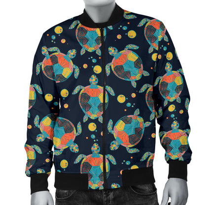 Sea Turtle Colorful with bubble Print Men Bomber Jacket