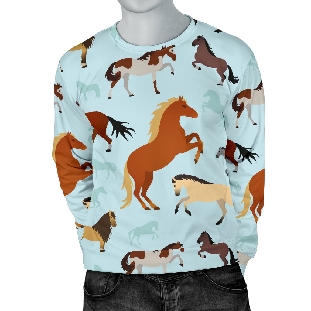 Horse Cute Themed Pattern Print Men Long Sleeve Sweatshirt