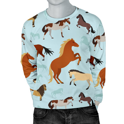 Horse Cute Themed Pattern Print Men Long Sleeve Sweatshirt