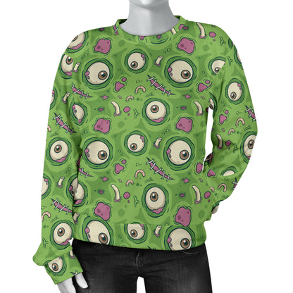 Zombie Eyes Design Pattern Print Women Long Sleeve Sweatshirt
