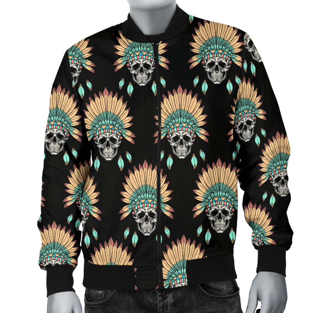 American indian Skull Pattern Men Bomber Jacket