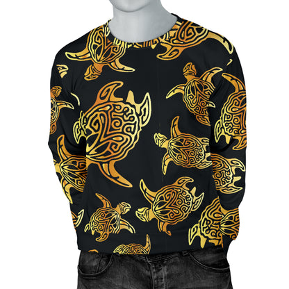 Gold Tribal Turtle Polynesian Themed Men Long Sleeve Sweatshirt