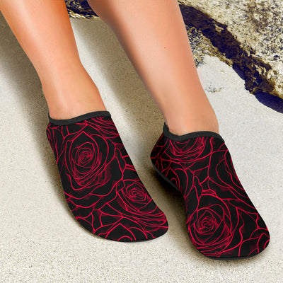 Red Rose Design Print Aqua Water Shoes