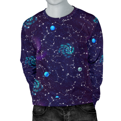 Zodiac Galaxy Design Print Men Long Sleeve Sweatshirt