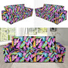 Neon Feather Pattern Print Design A02 Sofa Slipcover