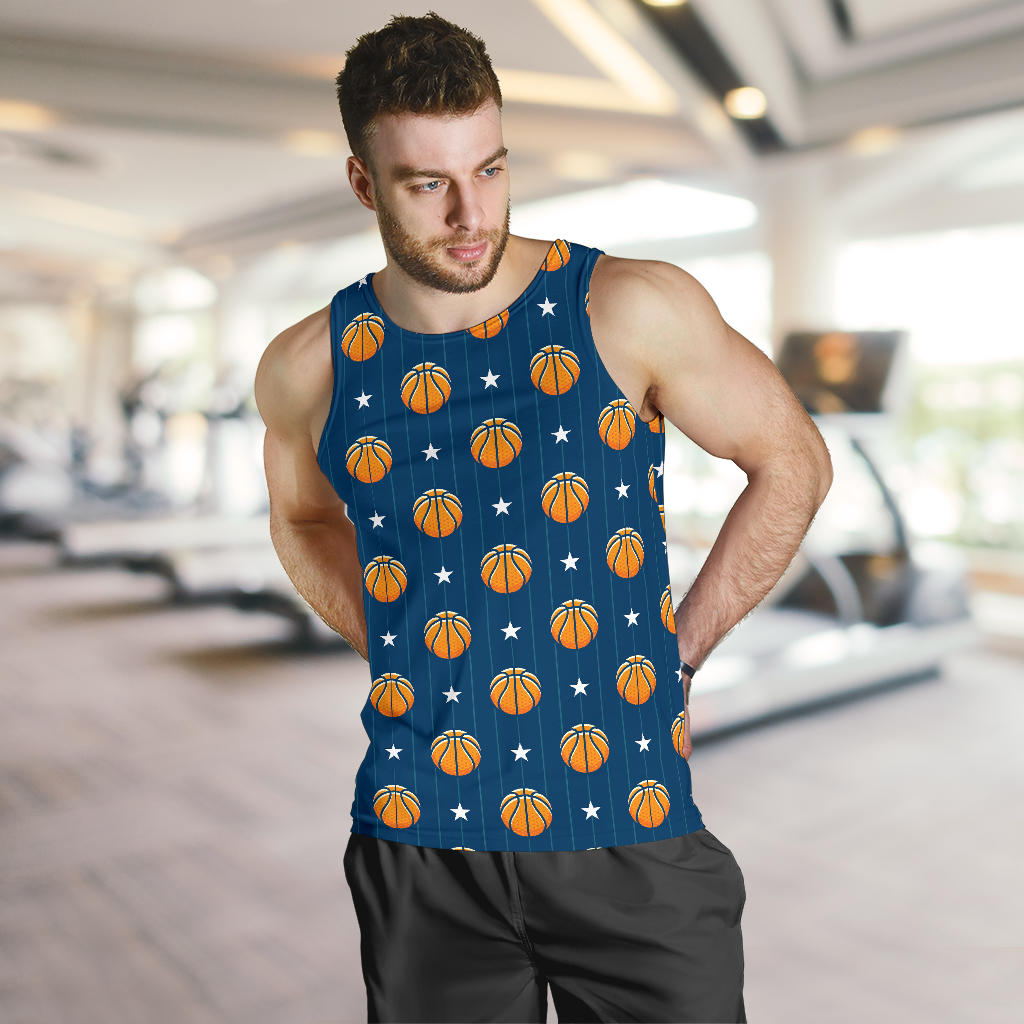 Basketball Star Print Pattern Men Tank Top