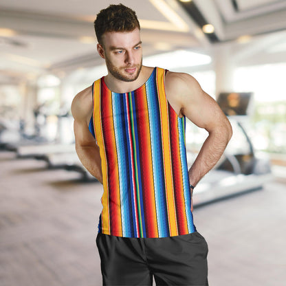 Mexican Blanket Stripe Print Pattern Men Tank Top