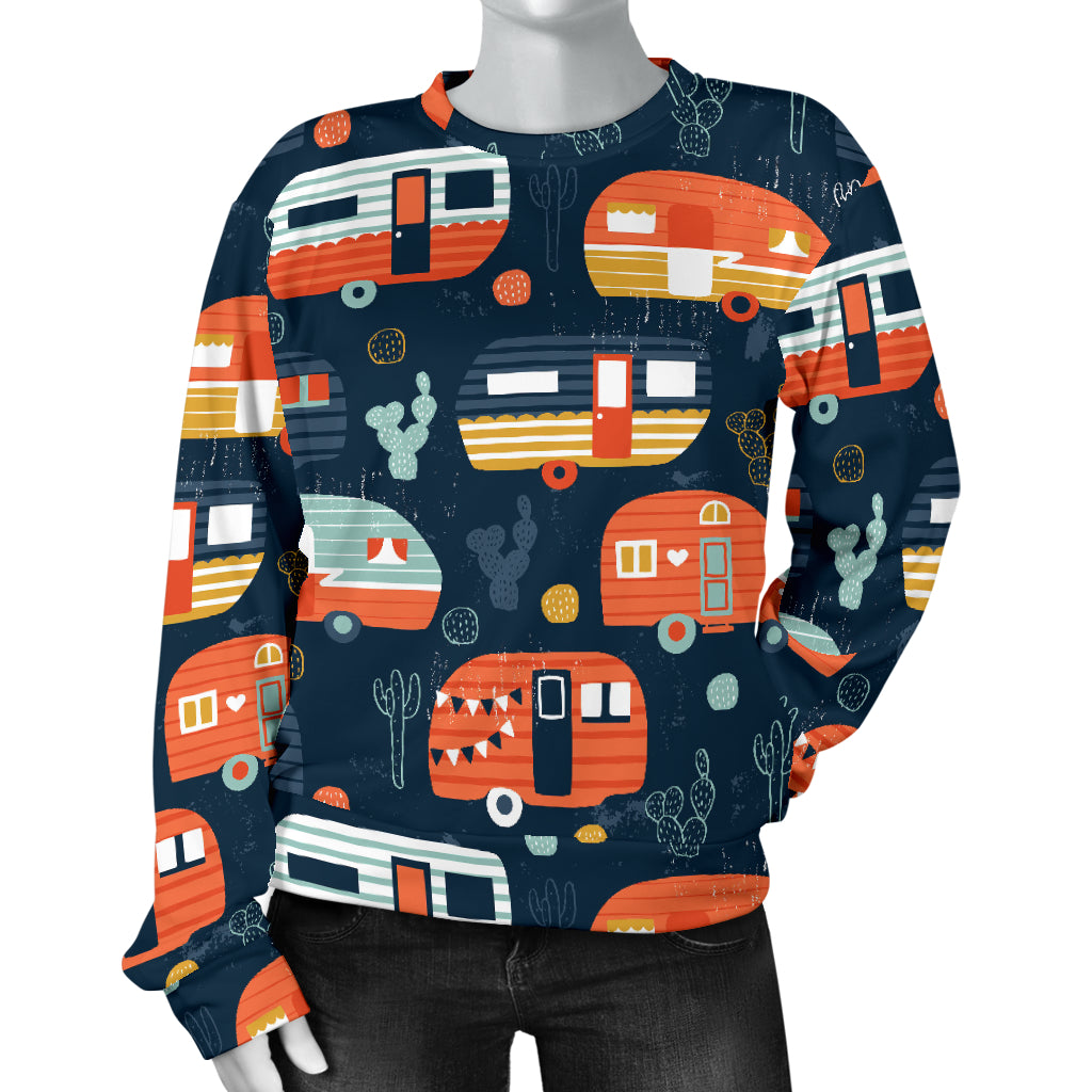 Camper Caravan Print Pattern Women Long Sleeve Sweatshirt