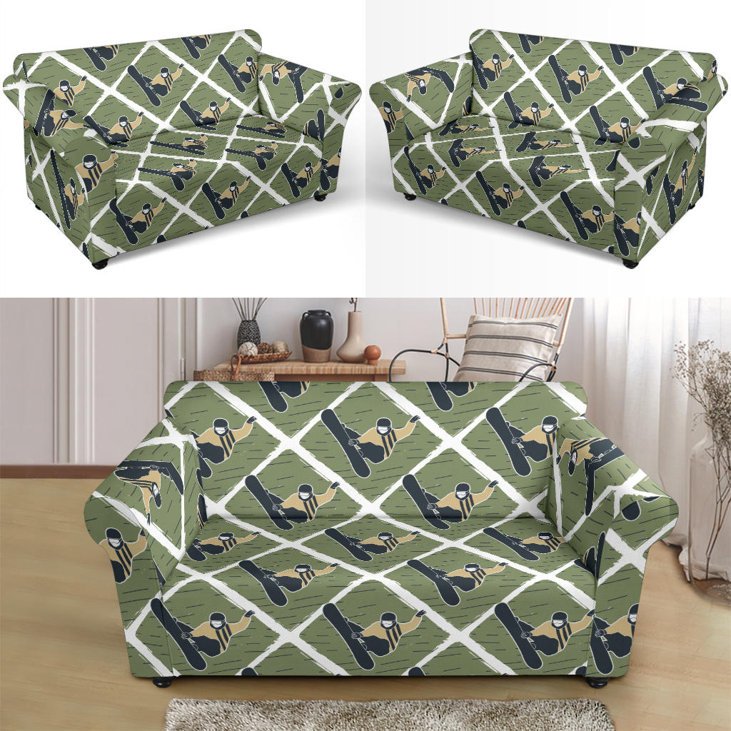 Snowboard Man Print Design LKS302 Loveseat Couch Slipcover