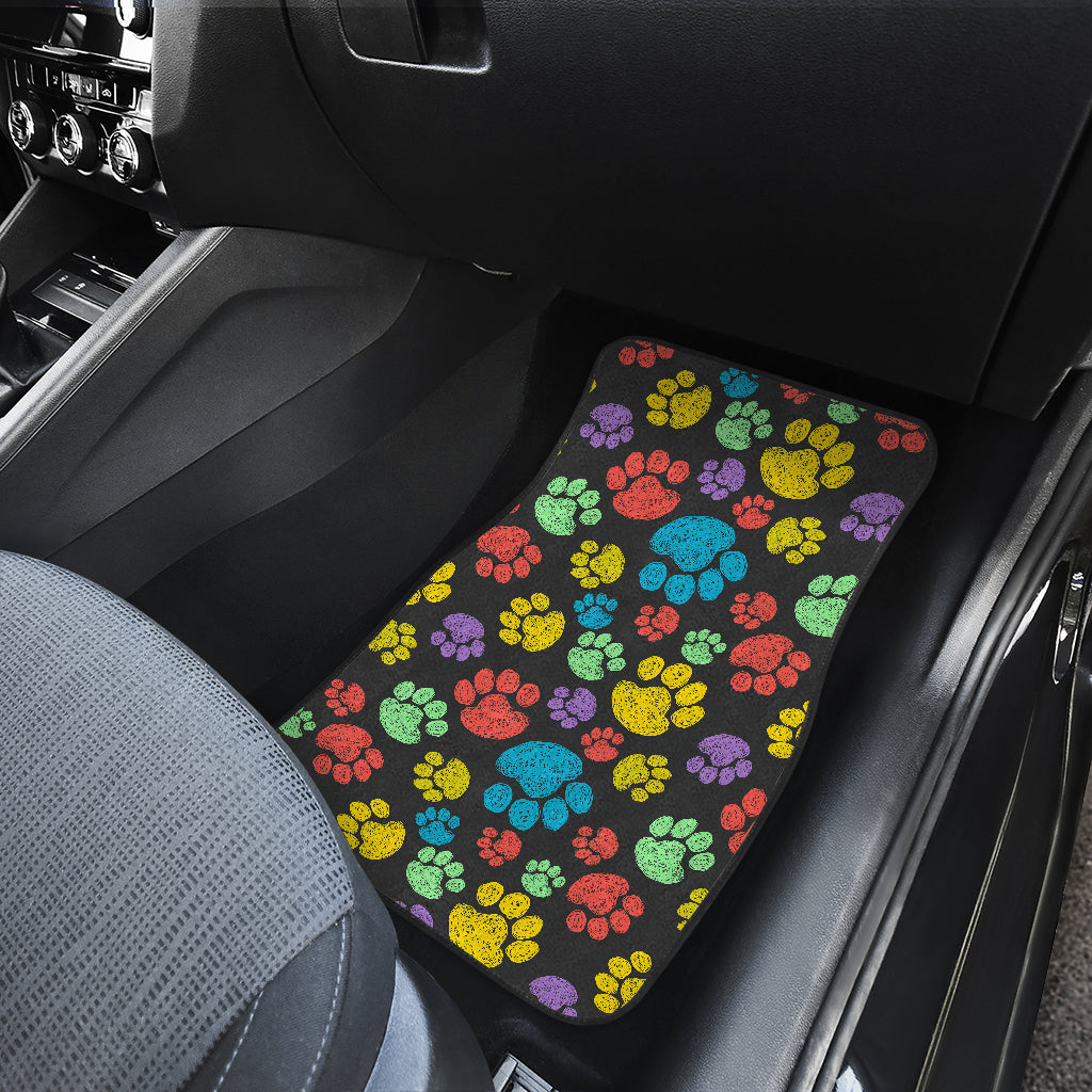 Paw Colorful Print Car Floor Mats Front Back