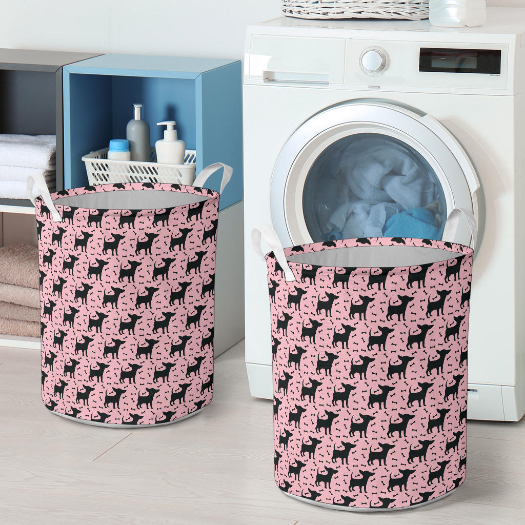 Chihuahua Pink Print Pattern Laundry Basket