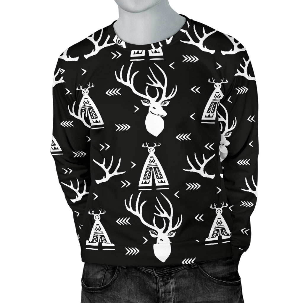 Deer Native Indian Print Pattern Men Long Sleeve Sweatshirt