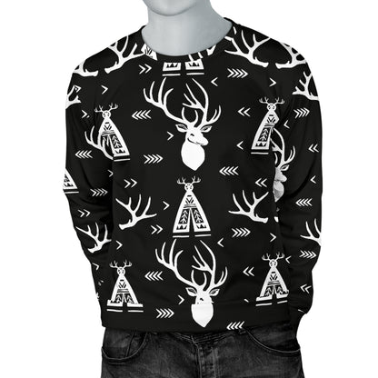 Deer Native Indian Print Pattern Men Long Sleeve Sweatshirt