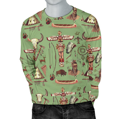 Native Indian Themed Design Print Men Long Sleeve Sweatshirt