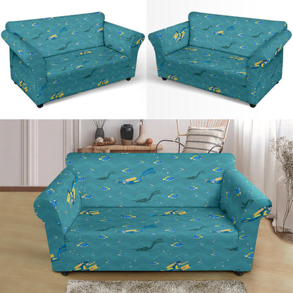 Scuba Driving Pattern Print Design LKS306 Loveseat Couch Slipcover