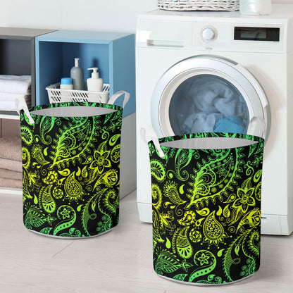 Paisley Green Design Print Laundry Basket