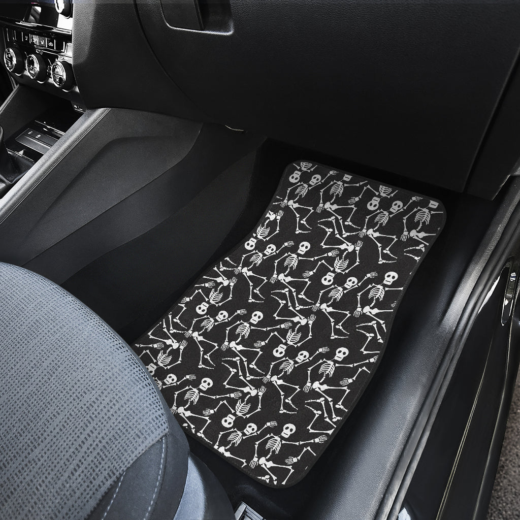 Skeleton Themed Print Car Floor Mats Front Back