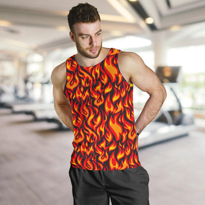Flame Fire Print Pattern Men Tank Top