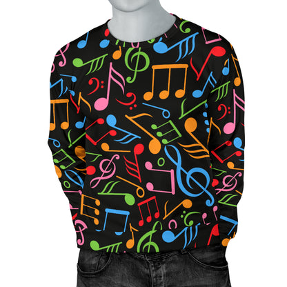 Music Note Colorful Themed Print Men Long Sleeve Sweatshirt