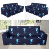 SeaHorse Blue neon Pattern Print Design 03 Sofa Slipcover