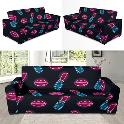 Lipstick Color Neon Pattern Print Design 03 Sofa Slipcover