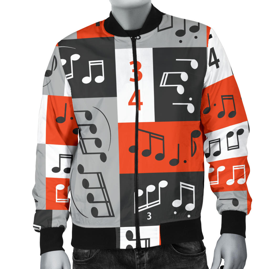 Music Note Design Themed Print Men Bomber Jacket