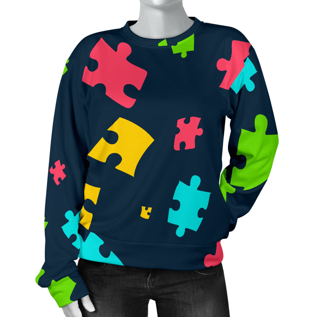 Autism Awareness Colorful Design Print Women Long Sleeve Sweatshirt