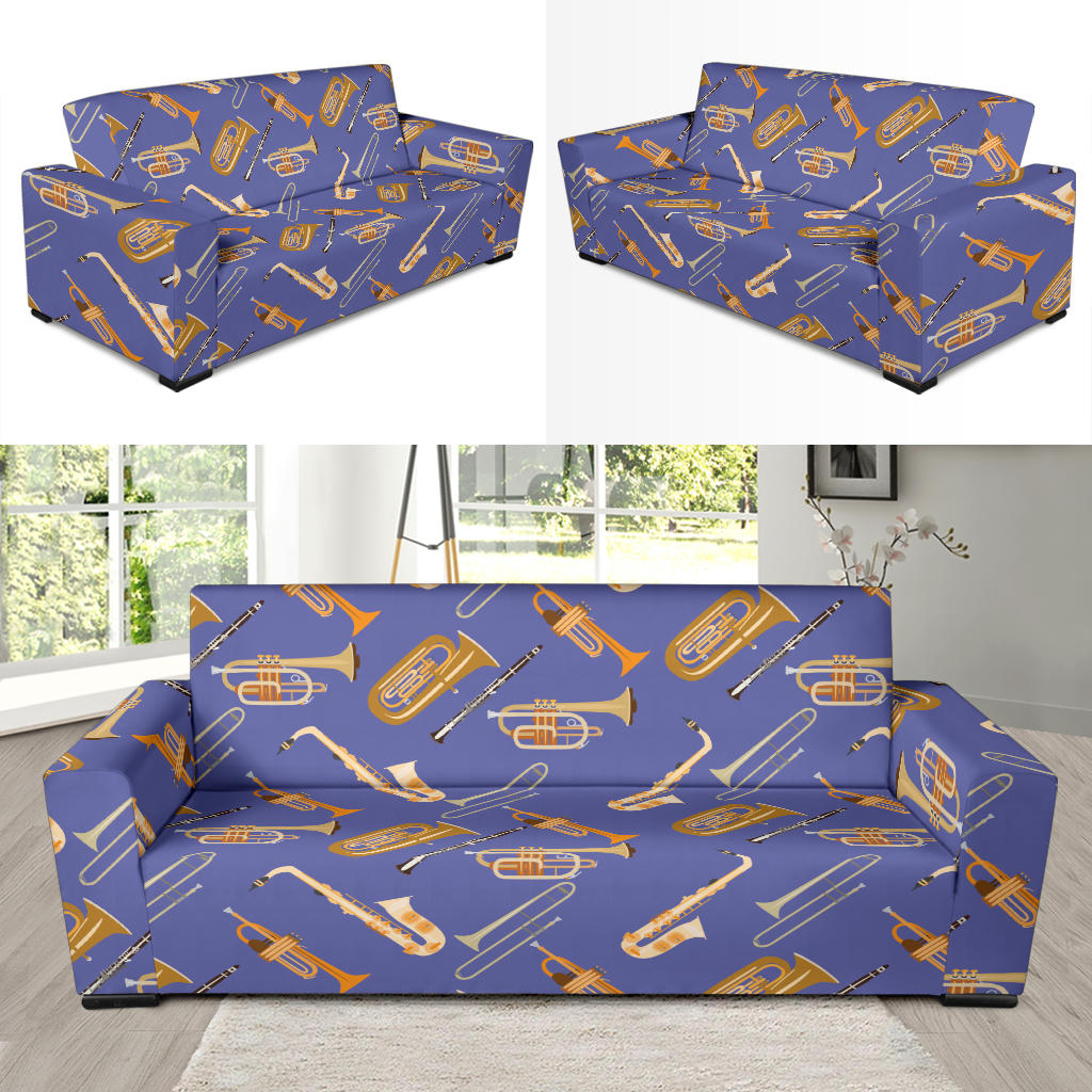 Trombone Pattern Print Design 02 Sofa Slipcover