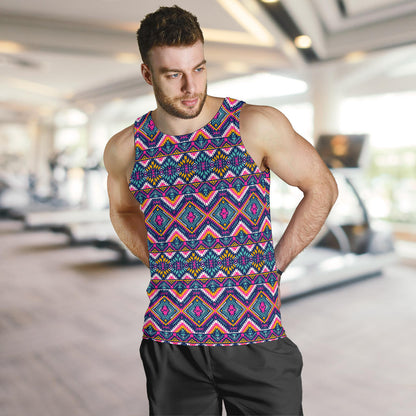 Indian Navajo Pink Themed Design Print Men Tank Top