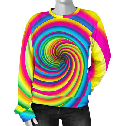 Vortex Twist Swirl Rainbow Design Women Long Sleeve Sweatshirt