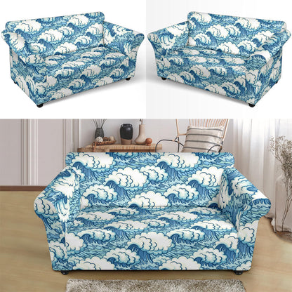 Wave Japan Style Print Design LKS304 Loveseat Couch Slipcover