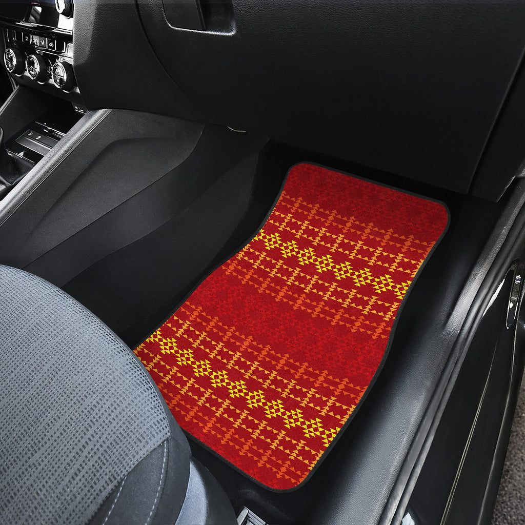 Southwest Red Gold Design Themed Print Car Floor Mats Front Back