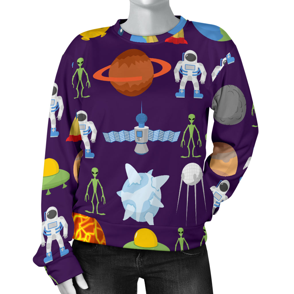 Alien Astronaut Planet Women Long Sleeve Sweatshirt